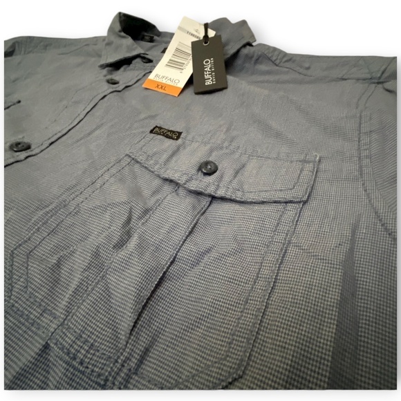 NWT Buffalo David Bitton Men’s Short-Sleeve Micro-Check Button-Up Shirt Size XL - Picture 4 of 10